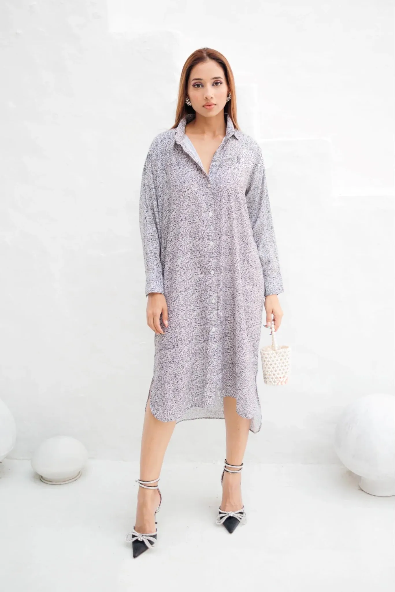 Break The Code Oversized Shirt Dress