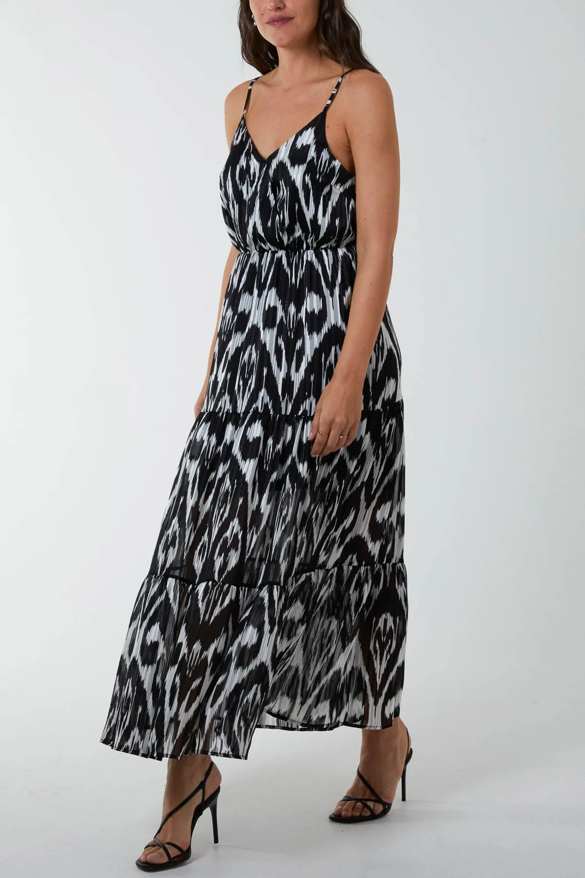 Brushed Print Wrap Maxi Dress