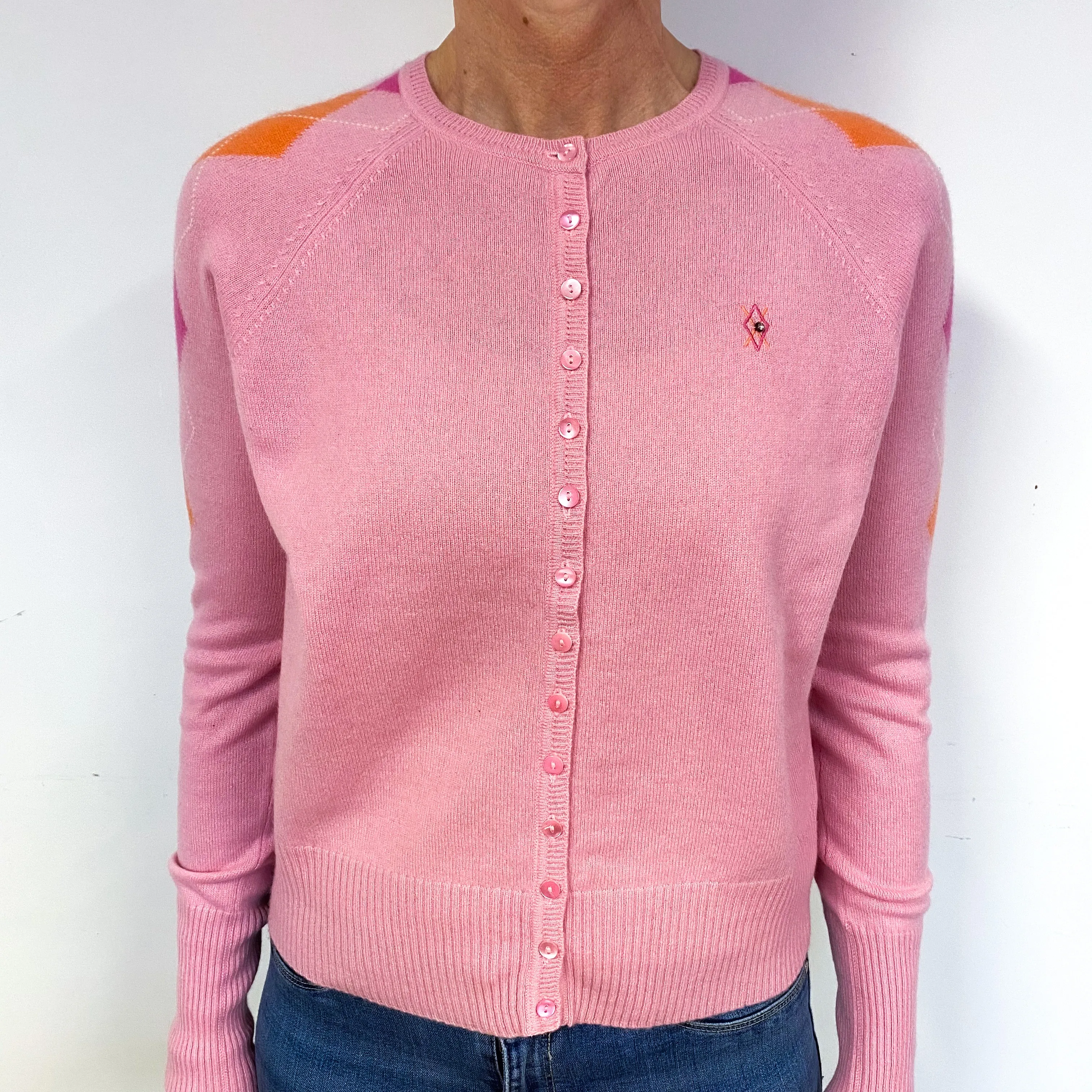 Bubblegum Punk Diamond Cashmere Cardigan Medium