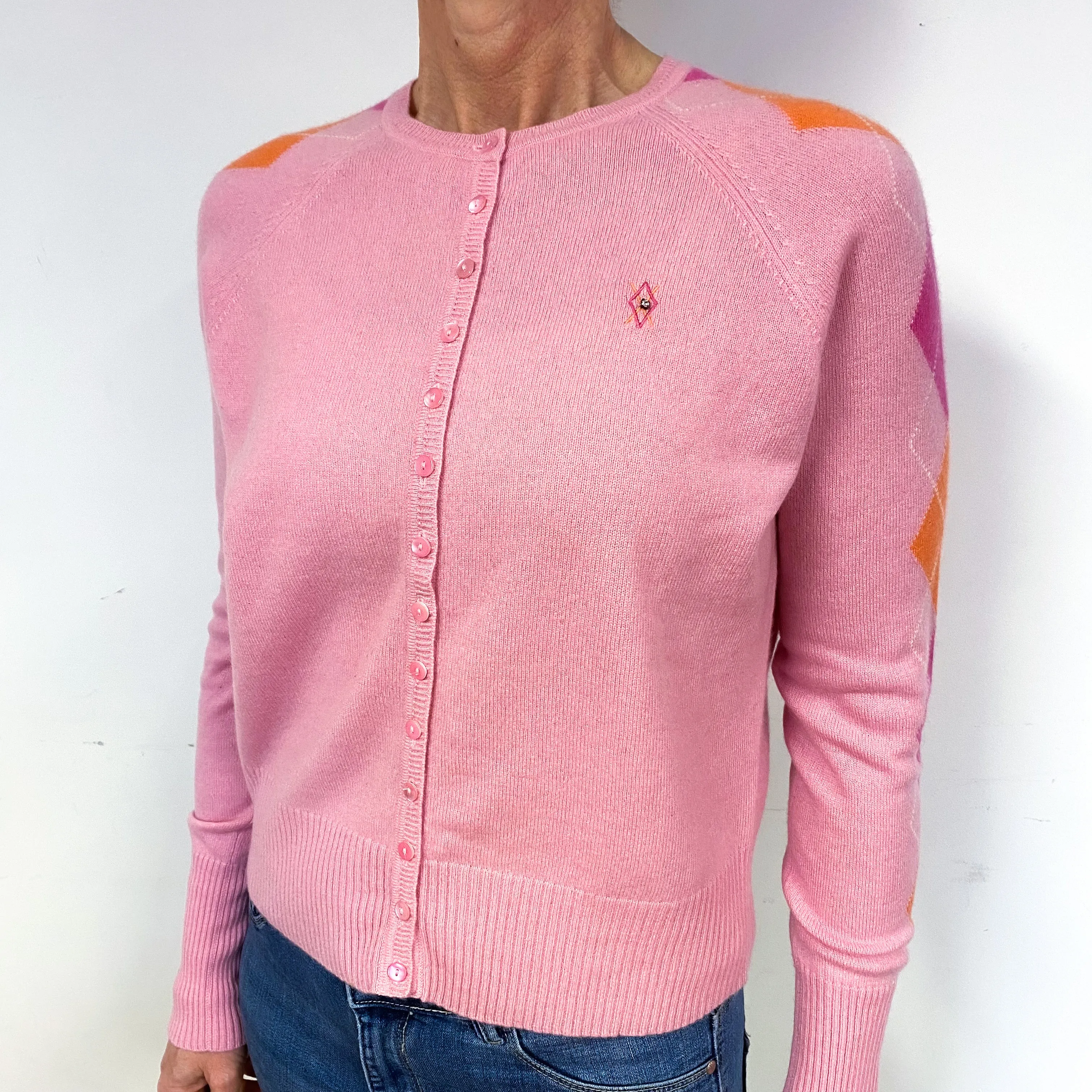 Bubblegum Punk Diamond Cashmere Cardigan Medium