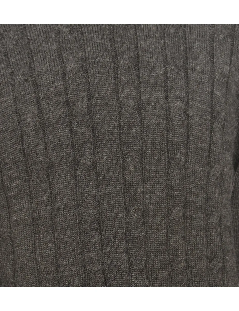 Cable Knit Grey Jumper - L