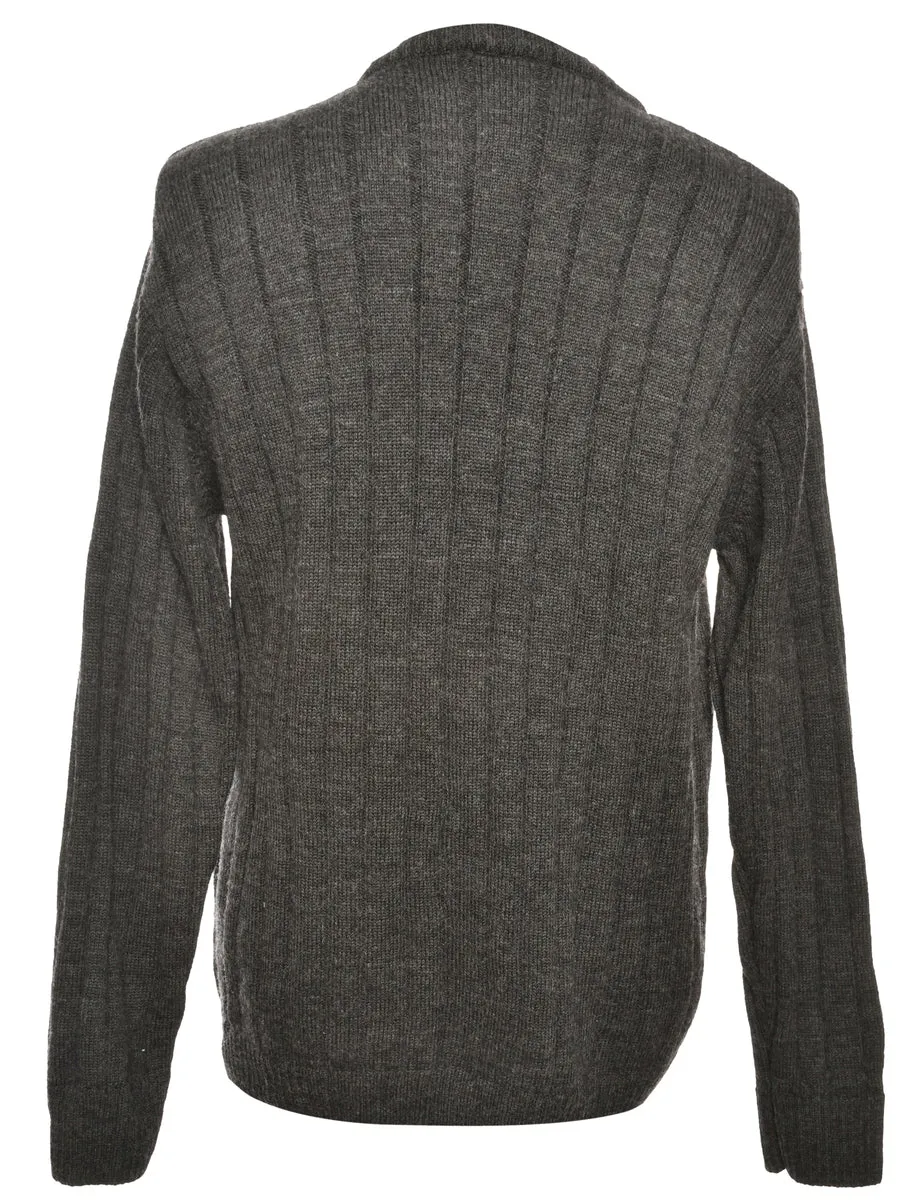 Cable Knit Grey Jumper - L