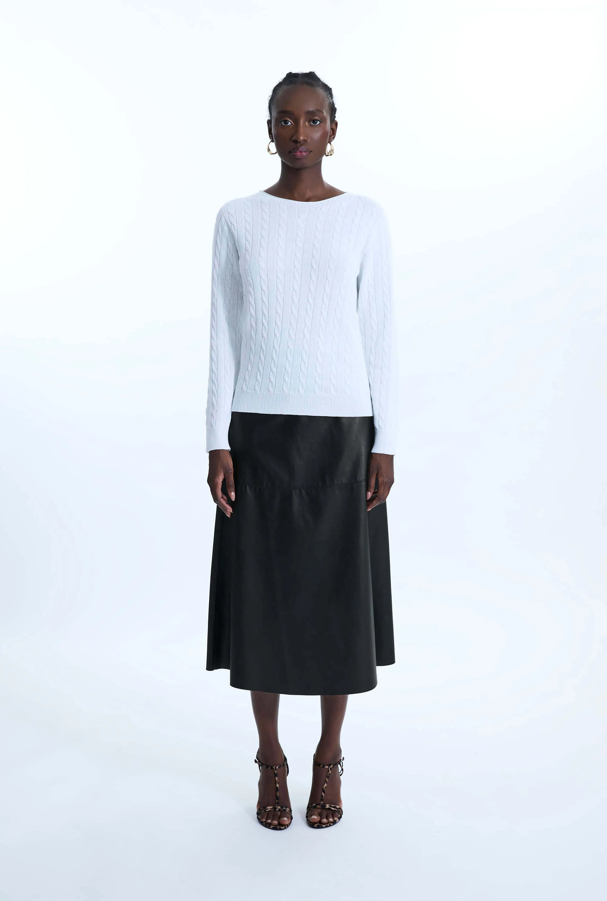 Cable Knit Jumper White