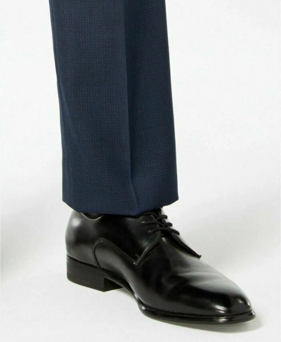 Calvin Klein Mens Dress Pants 32 x 32 Slim-Fit Navy Blue Charcoal Birdseye