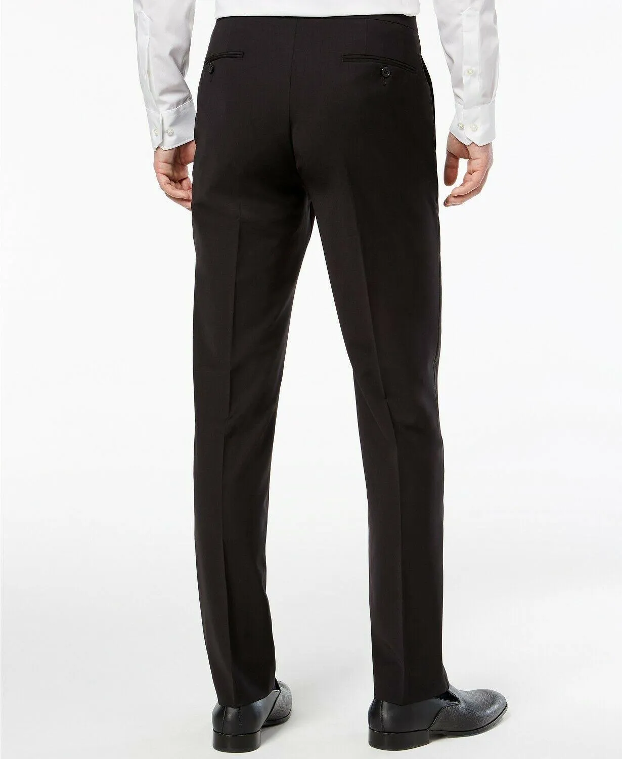 Calvin Klein Mens Slim fit Tuxedo Dress Pants 38 / 30 Black Solid Stretch