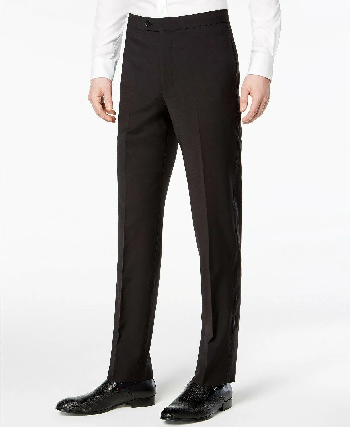 Calvin Klein Mens Slim fit Tuxedo Dress Pants 38 / 30 Black Solid Stretch