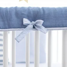 Cape Cod Navy Blue Linen Crib Rail Cover - Short Rail Guard (Set of 2)