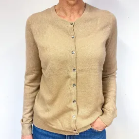 Caramel Brown Cashmere Crew Neck Cardigan Medium
