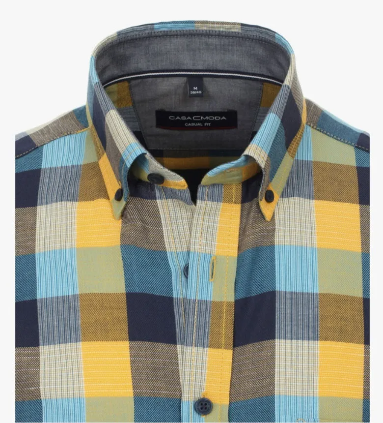 Casa Moda Casual Fit Checkered Long Sleeve Shirt 500 - Yellow