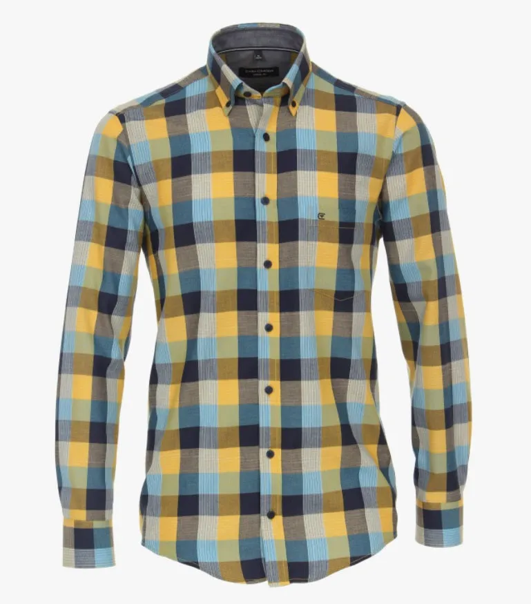 Casa Moda Casual Fit Checkered Long Sleeve Shirt 500 - Yellow