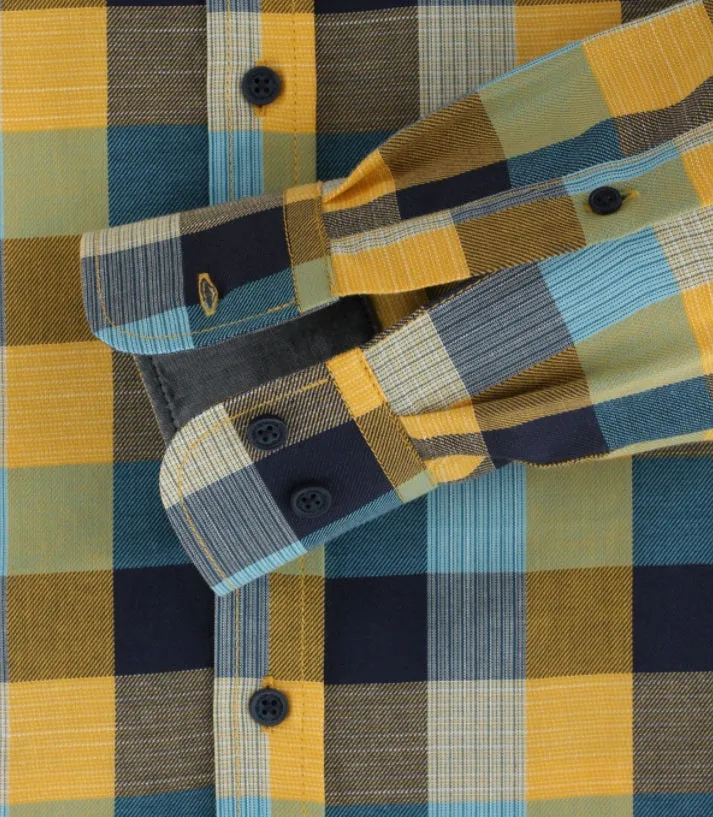 Casa Moda Casual Fit Checkered Long Sleeve Shirt 500 - Yellow