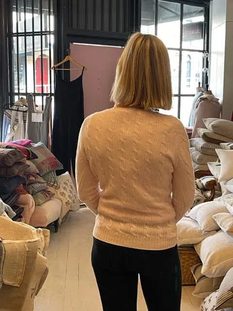 Cashmere Cable Knit Jumper - Palest Pink
