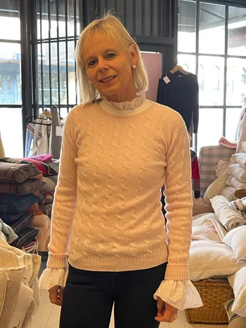 Cashmere Cable Knit Jumper - Palest Pink