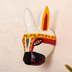 Cedar Wood Colorful Donkey Mask from Colombia - Vivacious Companion | NOVICA