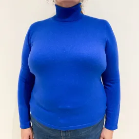 Cobalt Blue Cashmere Polo Neck Jumper Extra Large