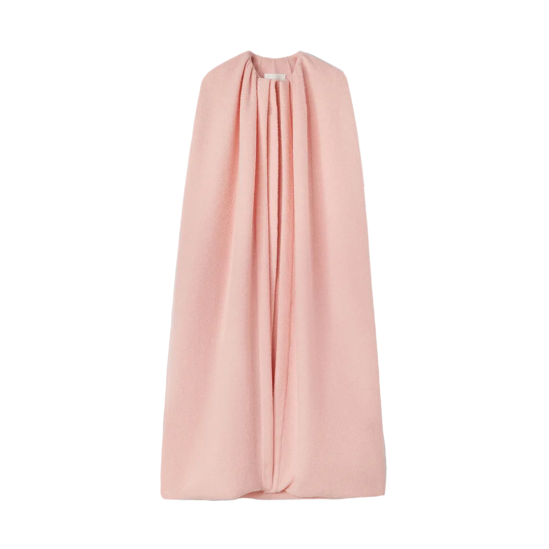 Crew Neck Ankle Length Rounded Cape Coat