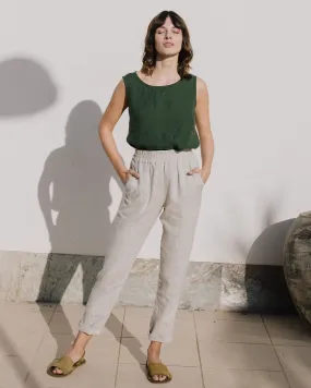 CU: CUSTOMIZED ATHENS-2 linen pants (Size: S/M; Color: Bronze Brown)