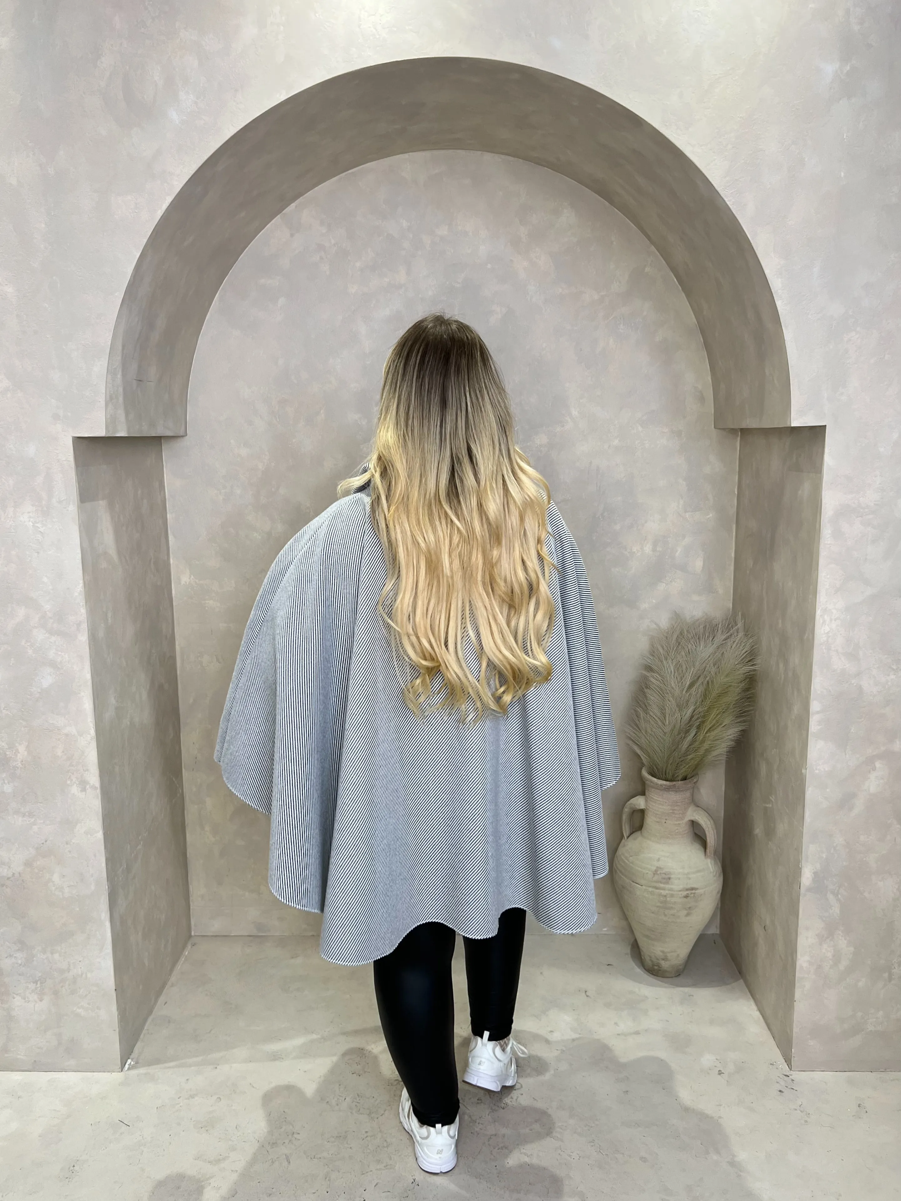 Curve Light Grey Button Neck Cape