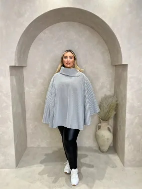 Curve Light Grey Button Neck Cape