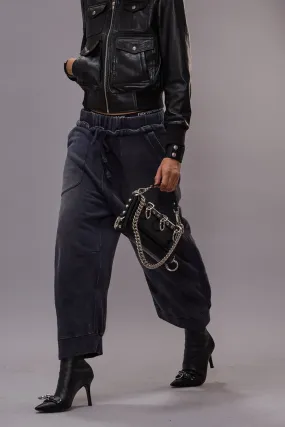 DECONSTRUCTED CROPPED SWEATPANT - NAVY