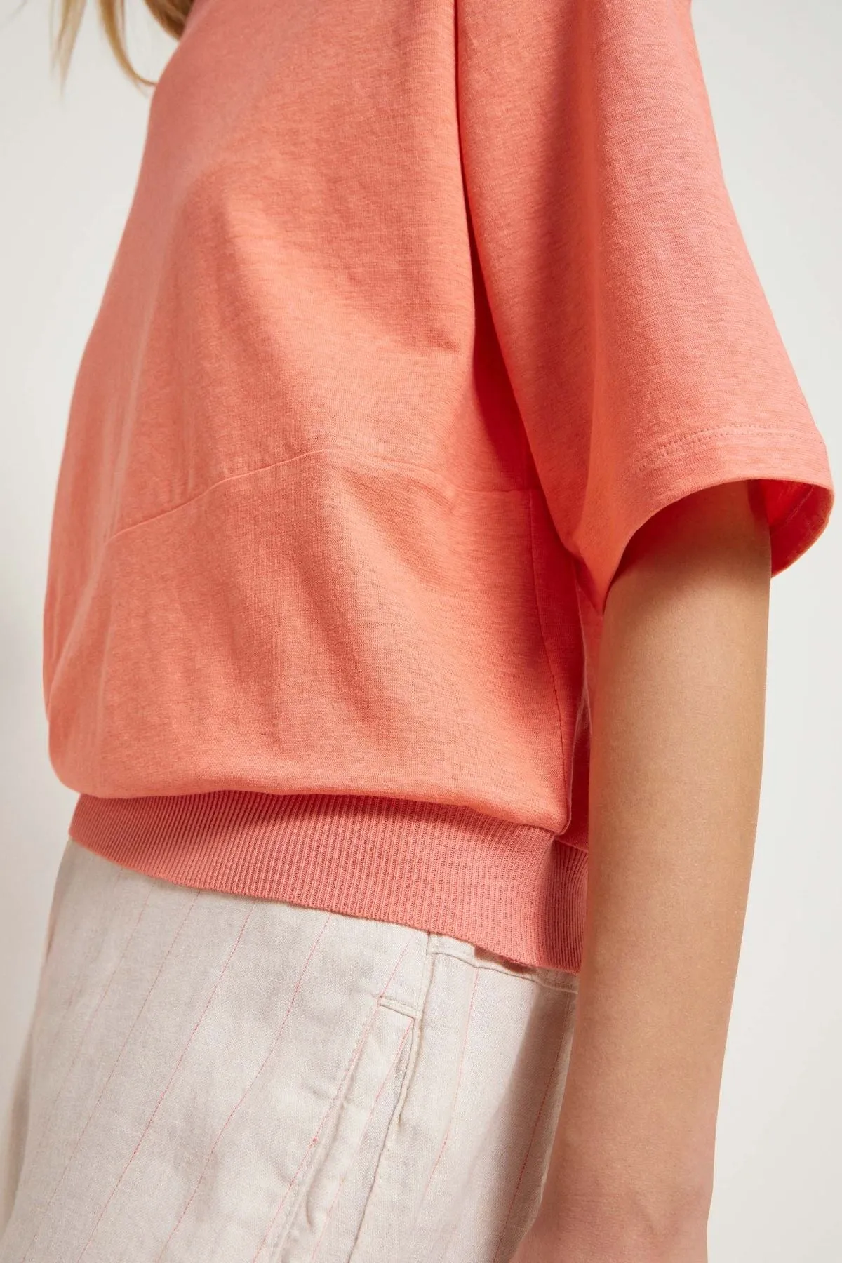 Dropped Shoulders Hemp and Cotton CoralTshirt Lanius