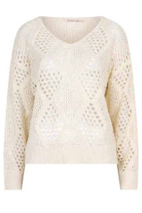 EsQualo 02000 Sweater Ajour in Ivory