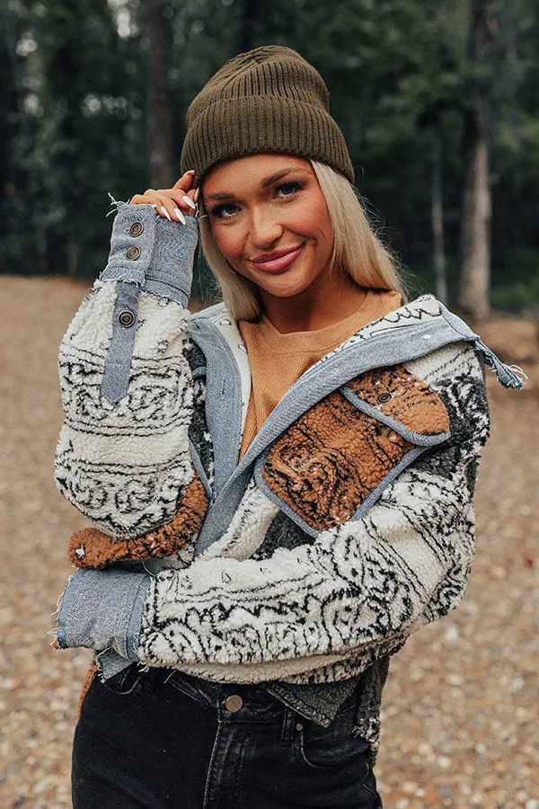 Fall Gratitude Fleece Lined Beanie In Olive