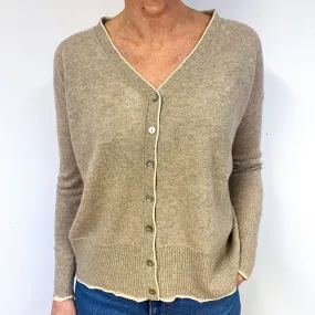 Fawn Brown Cashmere V-Neck Cardigan Medium