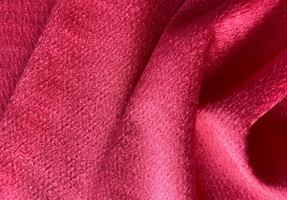 Flamingo Coral Stretch Polyester Blend Crepe-Back Satin (Made in Japan)