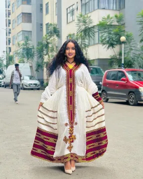 Flawless Red Traditional Ethiopian Dress: for Grand Cultural Occasions Habesha Dress Pretty Habesha Kemis