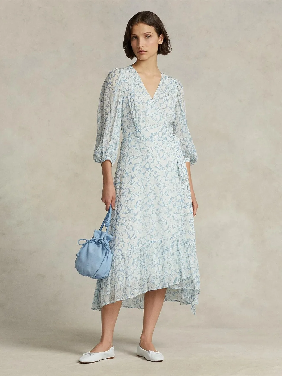 FLORAL CRINKLE GEORGETTE WRAP DRESS Mønster