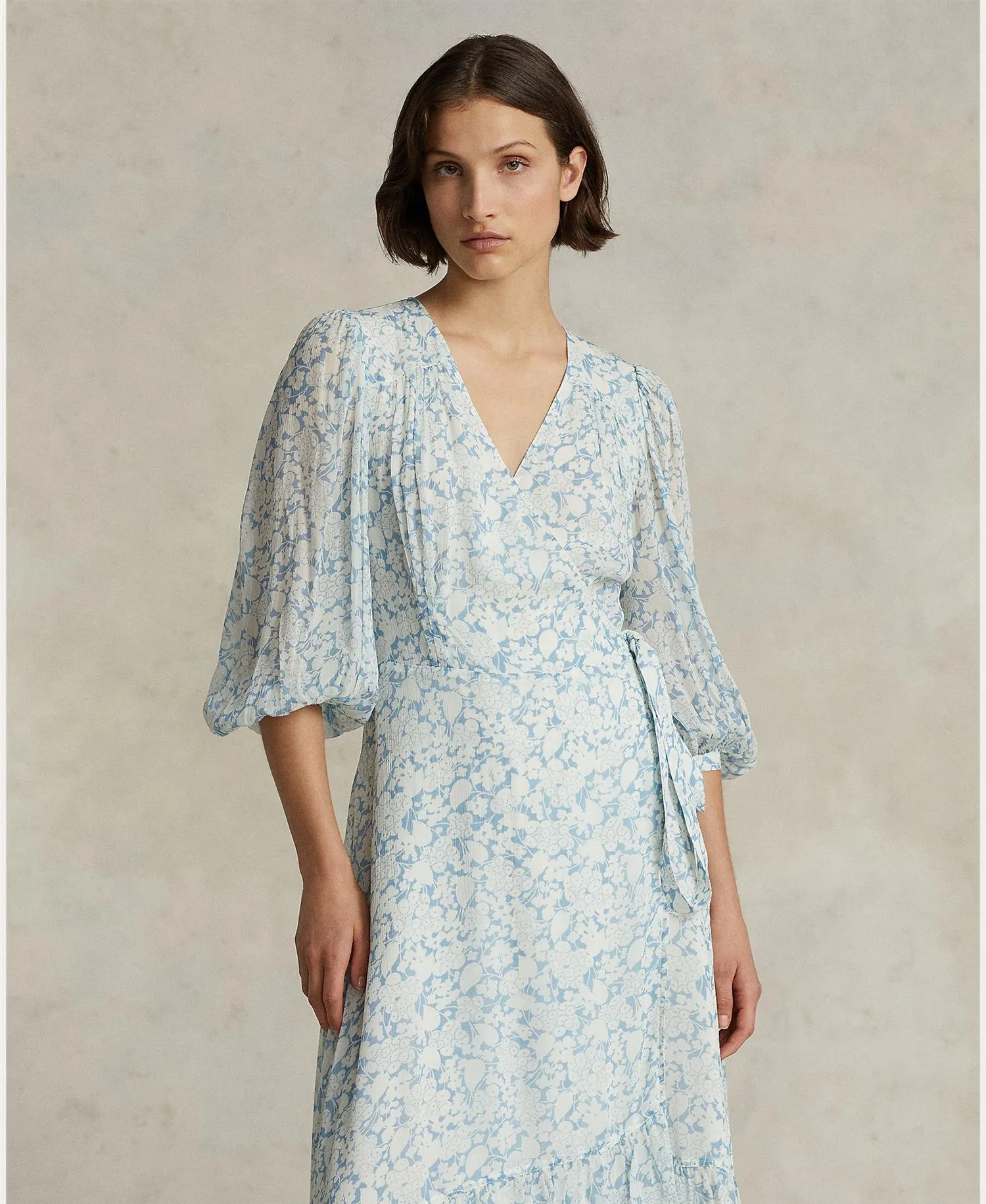 FLORAL CRINKLE GEORGETTE WRAP DRESS Mønster