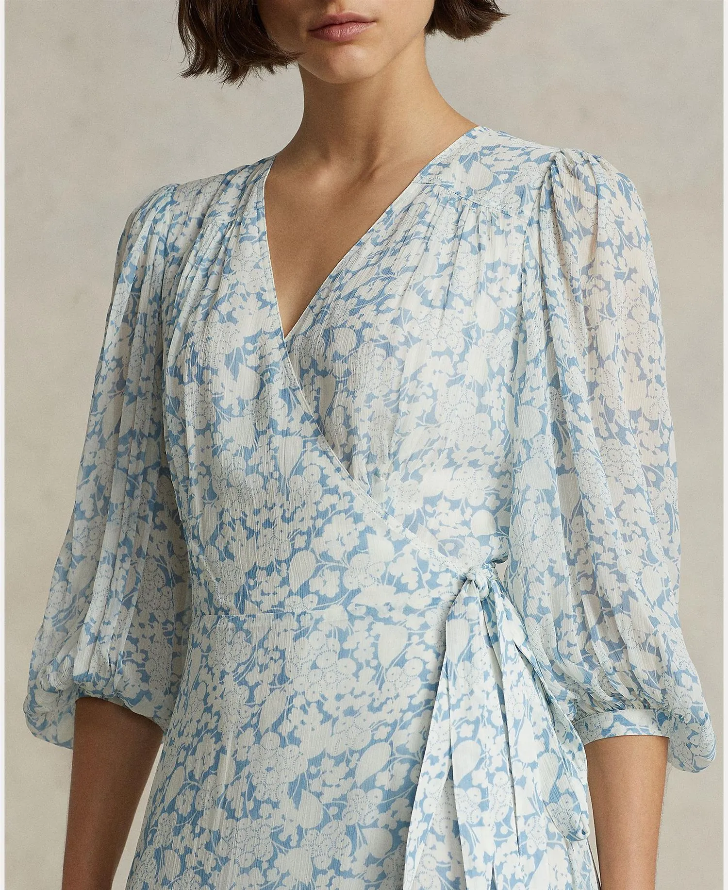 FLORAL CRINKLE GEORGETTE WRAP DRESS Mønster