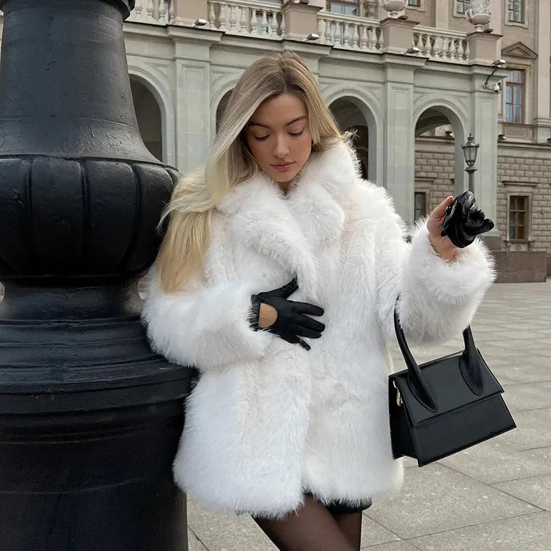 Fluffy Faux Fur Women Thick Overcoat