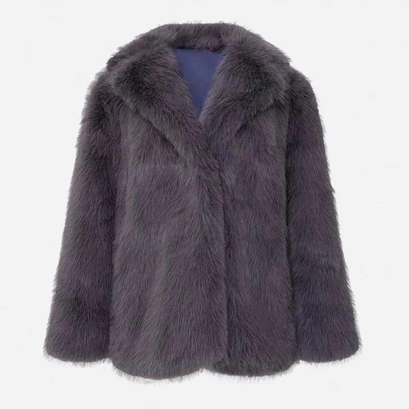Fluffy Faux Fur Women Thick Overcoat