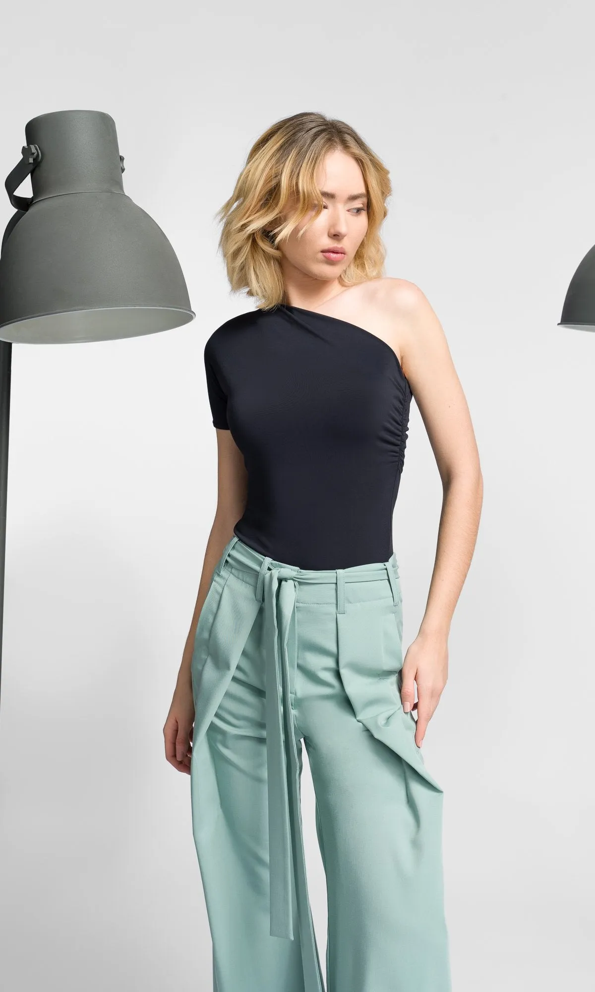 Folded Leg Pants with Belt