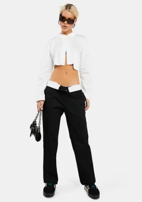 Folded Wide Leg Chino Pants
