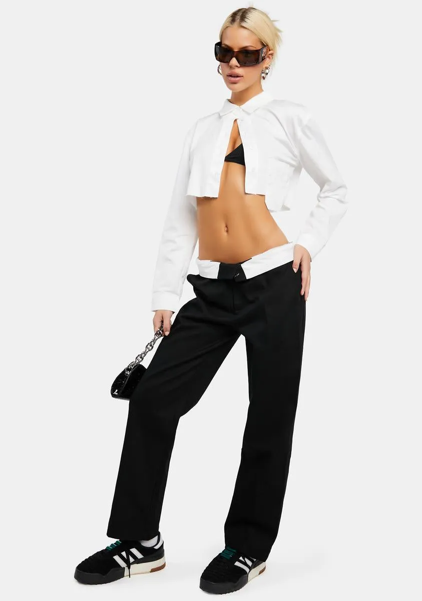Folded Wide Leg Chino Pants