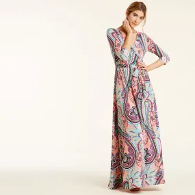 Fuchsia Vintage Paisley Venechia Maxi Wrap Dress