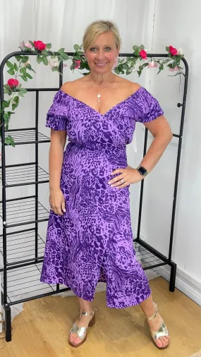 Gabriella Animal Wrap Midi Dress