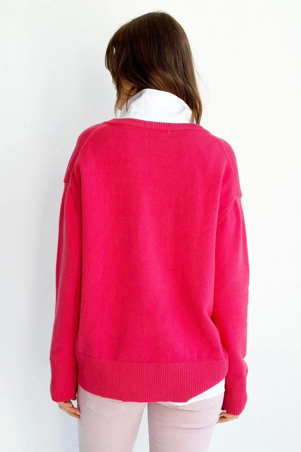 Georgie v-neck - Hot Pink