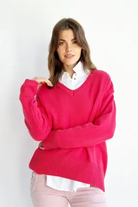 Georgie v-neck - Hot Pink