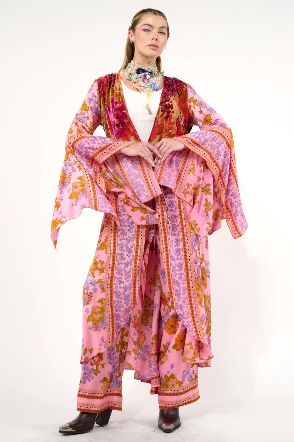Golden Aurela Kimono - Vintage Rose