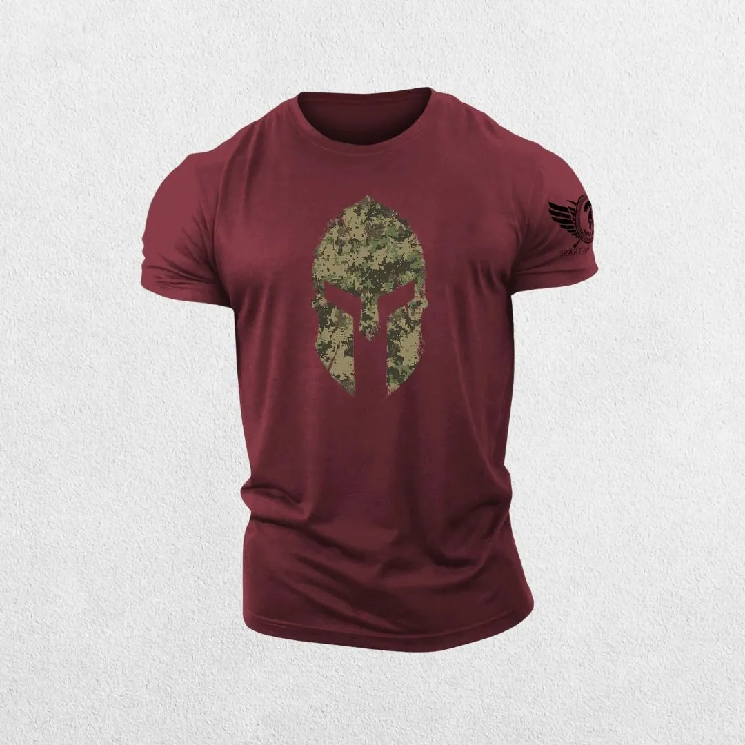 GPW 3D Printed Spartan Helmet Gym T-Shirt - Hex Camo Tough Guy Tee