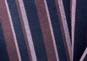 Handsome Striped Rosy mauve, Brick & Black Wool Twill