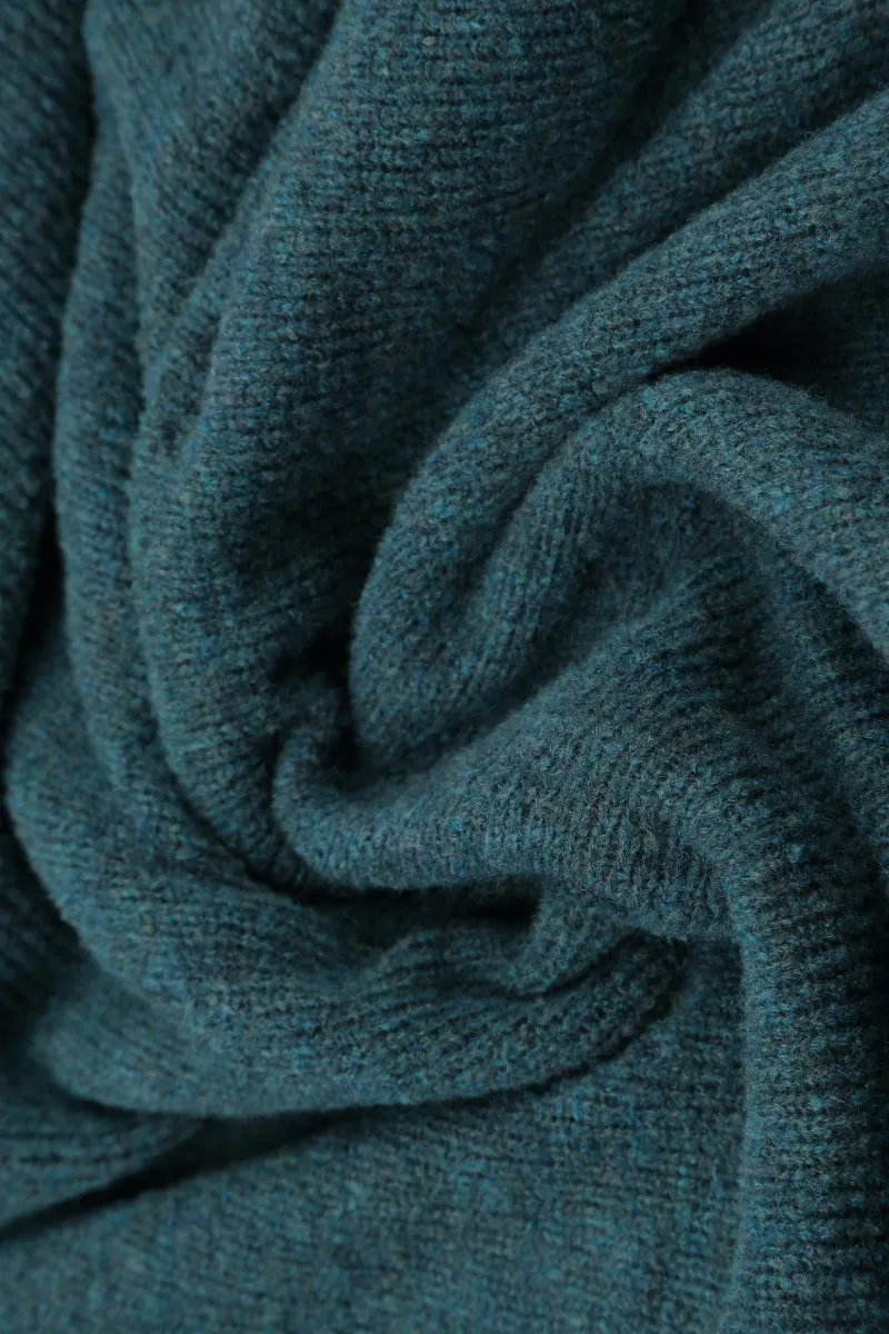 High Neck Teal Wool Sweater