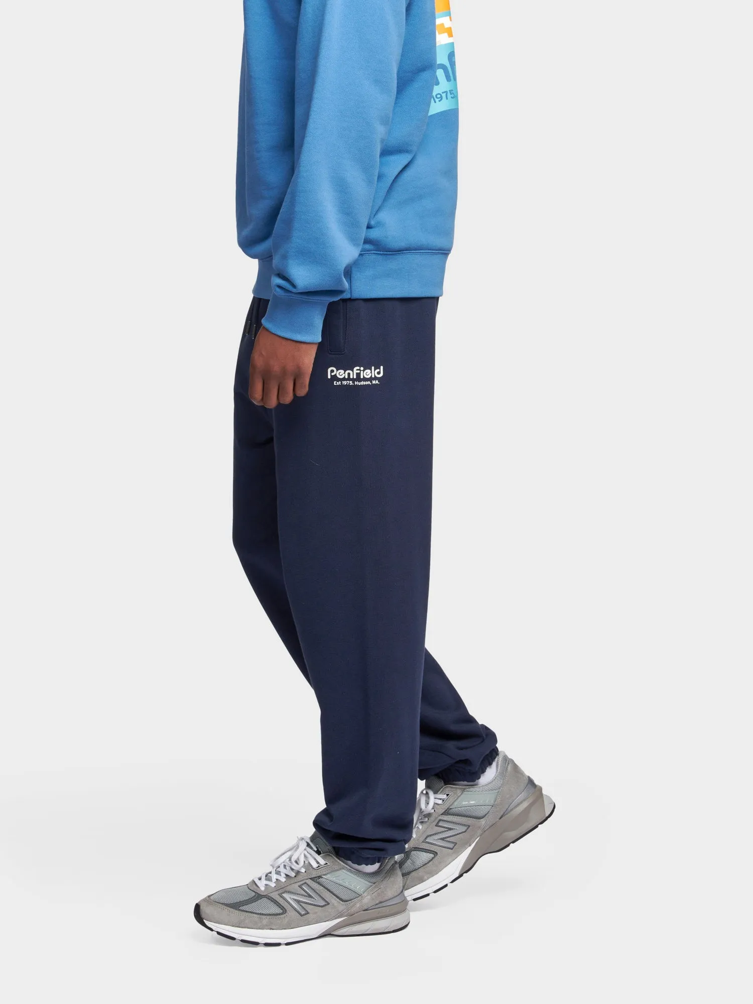 Hudson Script Sweatpants in Navy Blue