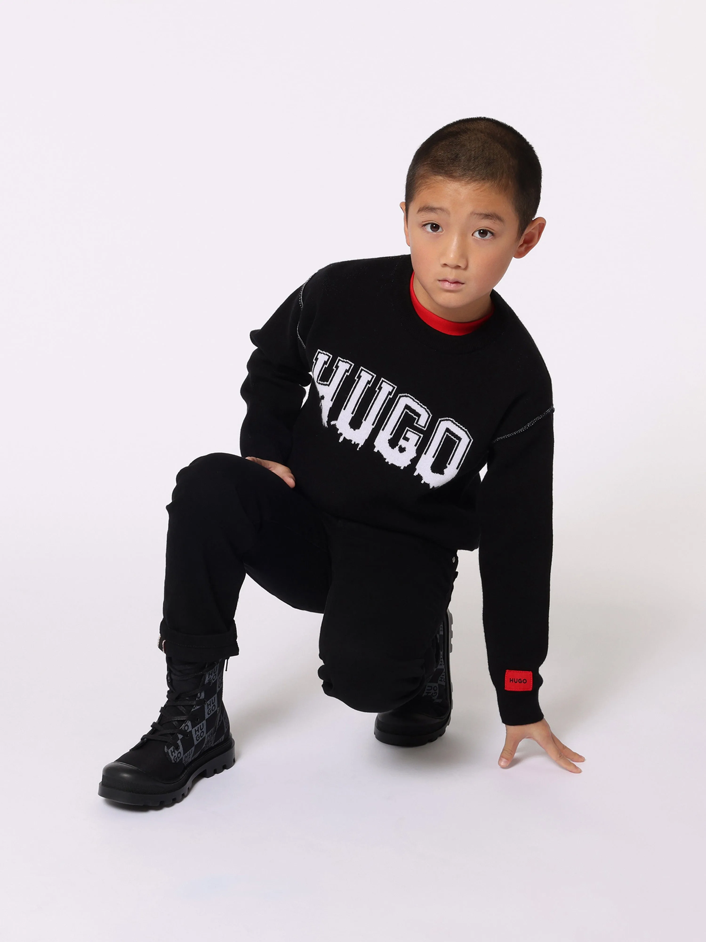 Hugo Boys Logo Jumper in Black