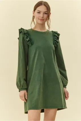 Hunter Green Solid Cotton Dress