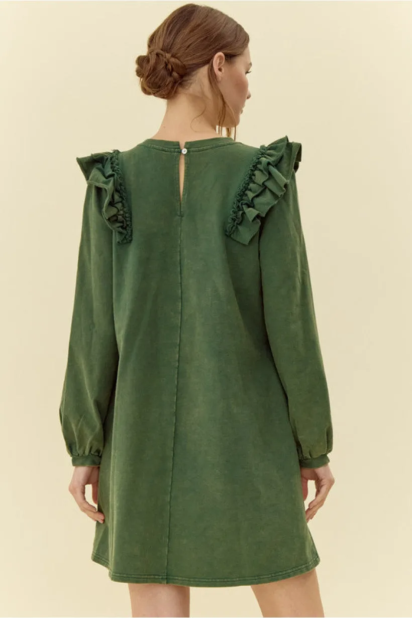 Hunter Green Solid Cotton Dress